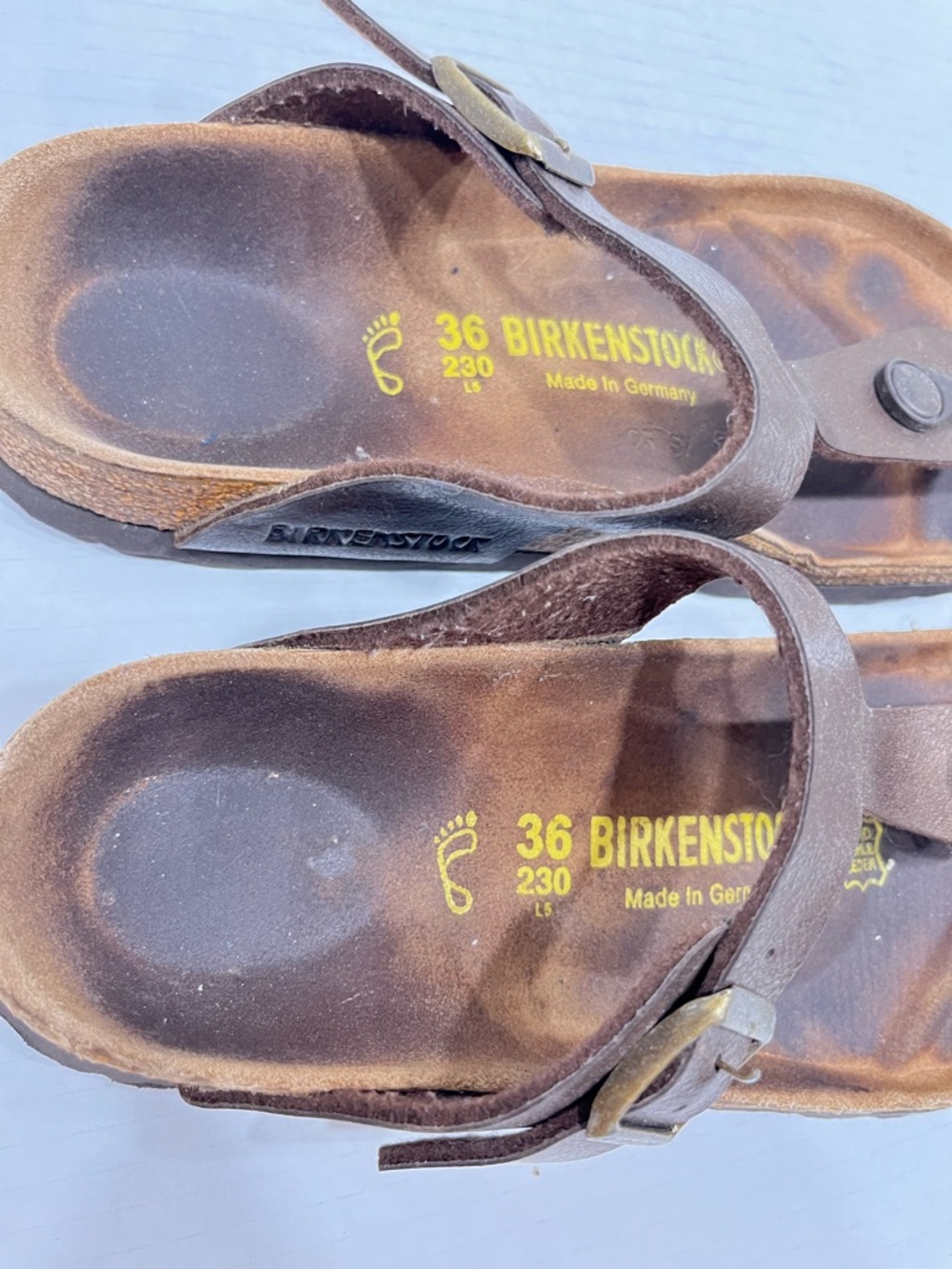Birkenstock Gizeh Brown Leather Toe-Post Sandals with Buckle 36 - Picture 7 of 8